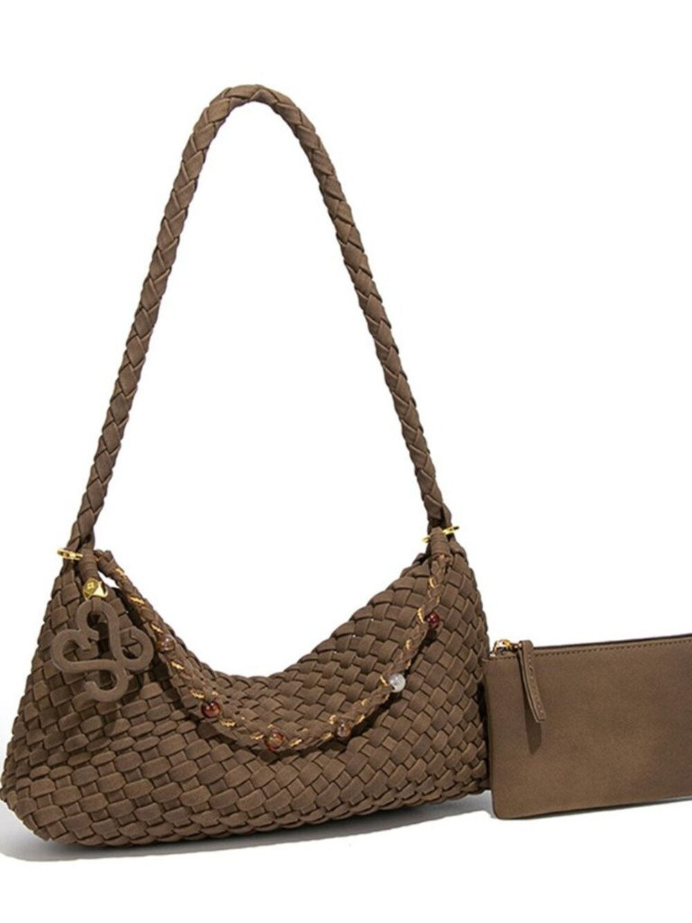 Faux Suede Hobo Bag for Women, Small Slouchy Shoulder Bag with Pouch